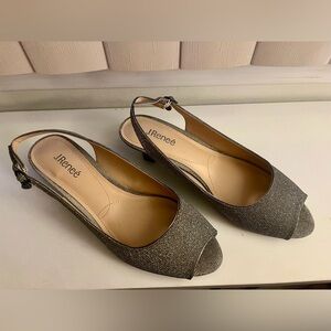 J.Renee Women's Metallic Gray Slingback Peep-Toe Pumps